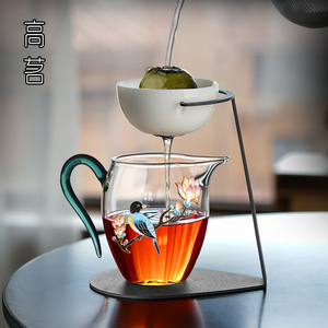 玻璃公道杯茶滤一体小青柑专用泡茶壶茶漏过滤分茶器高档加厚