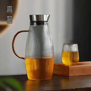 夏季冷水壶套装茶壶耐高温日式凉水瓶玻璃壶家用防爆大容量晾水杯