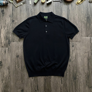 NVGS x BNF Polo Shirt 经典英式复古纯黑色翻领Polo衫高织长绒棉