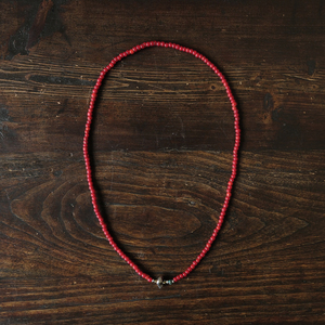 SunKu 日本手工制 古董红色白芯贸易珠绿松石银珠项链手链印第安