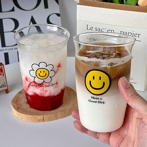 韩国ins风玻璃水杯耐热咖啡杯家用喝水杯子创意小清新果汁饮料杯