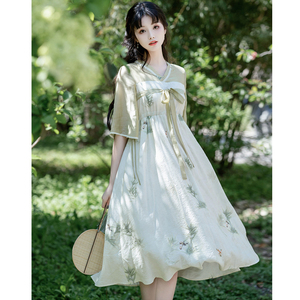 2024夏款新中式轻国风古装成人连衣裙女日常印花改良汉服裙小个子