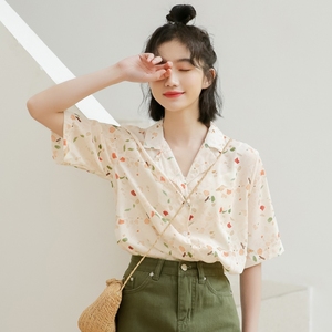 2024夏装短袖雪纺韩版设计感小众法式别致复古衬衫女港味上衣洋气