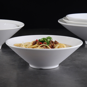 日式斗笠碗白色密胺碗塑料面碗宽口商用仿瓷汤粉碗拉面碗麻辣烫碗