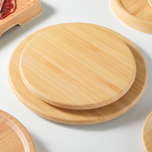 密胺仿木纹盘子大号圆形托盘披萨盘餐厅商用创意摆盘特色冷菜盘