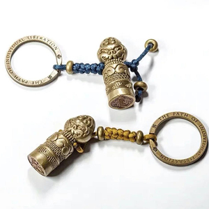 【心印】佛系西藏印章挂件创意纯黄铜金刚结钥匙扣 纯黄铜 金刚结