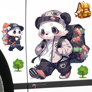 丛林探险熊猫个性车贴车身装饰大面积划痕遮盖防水自粘贴纸