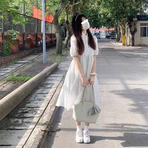小个子衬衫白色连衣裙子女2023年新款可爱日系夏季学生初恋裙不透