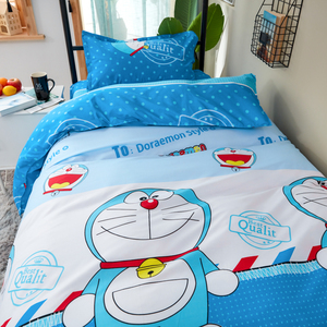 机器猫蓝色卡通四件套叮当猫寝室单人被套哆啦A梦儿童床单三件套4