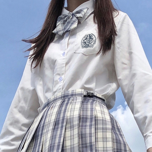 jk制服白衬衫长短袖纯棉刺绣基础款女夏季内搭衬衣原创学院风上衣