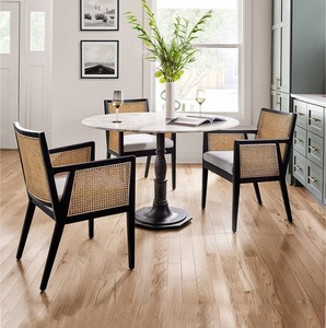 北欧实木藤编餐椅家用小户型餐桌椅新中式设计师款咖啡厅单人椅