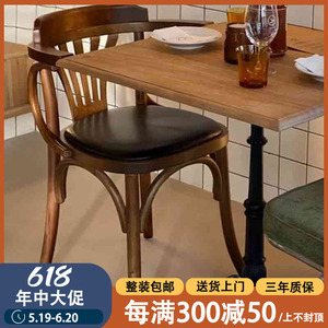 铁大师复古餐椅美式乡村西餐厅咖啡厅实木桌椅定制酒馆清吧餐吧椅