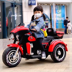 儿童大道滑翔电动摩托车三轮小孩男女宝宝大号坐双人玩具车童车