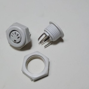 带螺母 黑色白色 圆形S端子连接器 五芯圆形插座5芯 5P插座DIN座