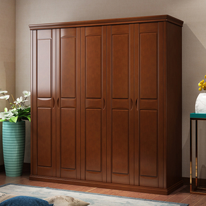 实木衣柜大衣橱推拉3门4门5门6门现代中式简约橡木卧室家具木柜子
