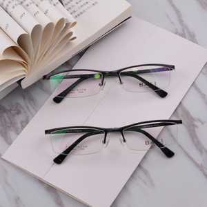 新款百利 BAILI光学半框眼镜架近视眼镜框男女款砂黑款眼镜2036