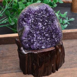 天然水晶摆件紫水晶晶簇摆件颗颗晶石浪漫紫色爱情之石电脑桌摆饰