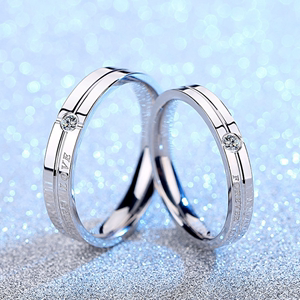 情侣戒指纯银一对小众设计食指创意永远的爱环刻字定情礼物送女友