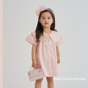韩国童装代购24夏AIDA女婴小童棉软甜美可爱娃娃领开襟公主连衣裙