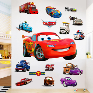 卡通赛车汽车总动员墙贴闪电麦昆动画防水贴纸图案儿童房装饰画