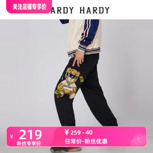 HARDY HARDY2022抽绳潮印花烫钻字母小熊休闲裤男女卫裤长裤子