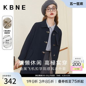 风衣外套女中长款韩系风格穿搭kbne2024春装新款法式复古流行大衣