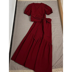 2024夏季韩版修身法式红色套装蝴蝶结连衣裙女质感轻奢少女裙套装