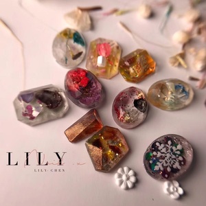 Lily老师日系美甲DIY珠宝软模硅胶磨具圆宝石透明雕花三角模具