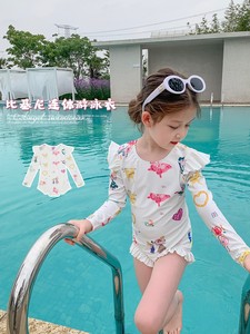 女童泳衣夏季0-6岁女宝宝满版卡通时尚连体游泳衣婴儿夏装比基尼