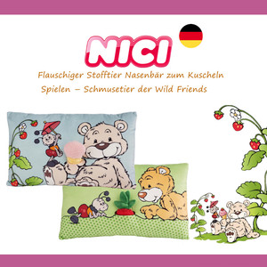 德国NICI专柜正品新品经典小熊本毛绒面料柔软舒适靠垫抱枕腰靠
