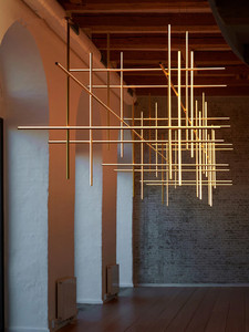 意大利极简挑空组合别墅客厅餐桌吊灯设计师led现代线条楼梯间灯