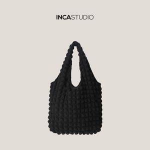 INCA小众设计立体泡泡布包女单肩大容量购物袋托特包ins2022新款