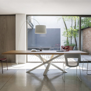 实木餐桌椅组合北欧风格家具现代简约创意个性铁艺长方形洽谈长桌