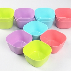 厂家直销 塑料碗韩式正方形碗彩色碗四方碗汤碗小号米饭碗粥碗