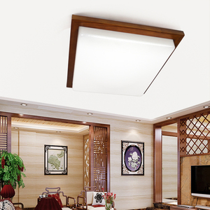 双叶灯具正方形新中式实木艺过道灯家用走廊吸顶客厅卧室房间阳台