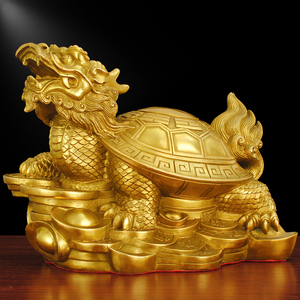 龙龟摆件纯铜八卦龙头龟玄武龟金鳌客厅办公室风水用品吉祥物装饰