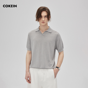 COKEIN短袖POLO衫男夏季简约轻熟风五分袖上衣气质Polo领针织T恤