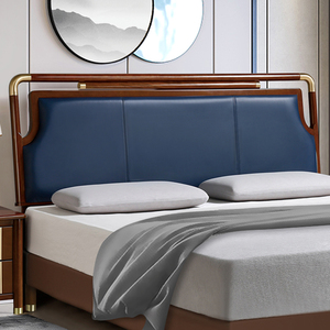 单买新中式床头板软包实木烤漆床头靠背板软包1.8米超薄床头背板