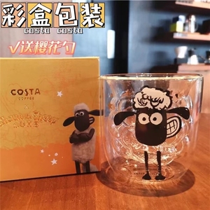 网红小羊双层杯牛奶杯玻璃水杯可爱小羊杯子创意礼物水杯女咖啡杯