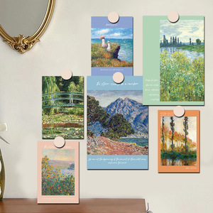 20张复古莫奈油画卡片明信片风景墙贴室内房间墙面卧室海报装饰