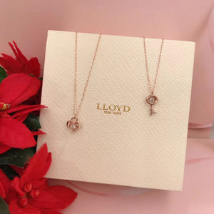 韩国专柜正品LLOYD 14K 跳动的心 钥匙锁匙 真钻石 天然宝石 项链