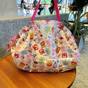日本卡通折叠环保购物袋风琴褶皱易收纳折叠超市便携卷大号布袋