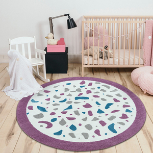 儿童地毯公主女孩房粉色 样板间卧室房间书桌家用圆形加厚北欧ins