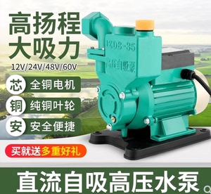 乂马12V24V48V60v72伏电动车浇灌加压抽水泵直流全自动增压自吸泵
