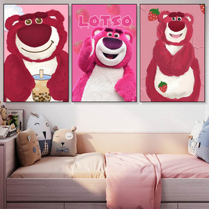 草莓熊装饰挂画迪士尼玩具总动员挂画可爱女孩卧室床头卡通壁画