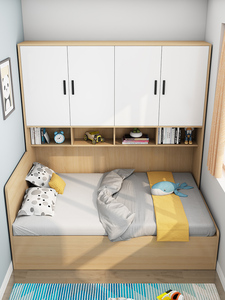 定制榻榻米床柜一体小户型气压储物儿童床侧柜实木衣柜组合单人床
