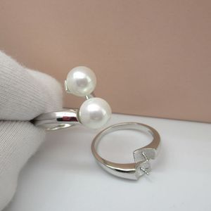 韩国韩版S925纯银淡水珍珠开口可调节指环戒指环女珍珠配件银饰品