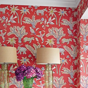 美国风格植物动物花鸟树木枝叶轻奢背景墙纸壁纸定制墙布壁布壁画