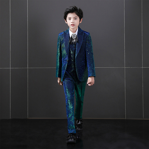 男童西装马甲套装韩版模特表演走秀花童演出服主持儿童礼服小西服