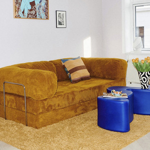 复古风灯芯绒布艺沙发床可拆洗客厅小户型美拉德中古折叠懒人组合